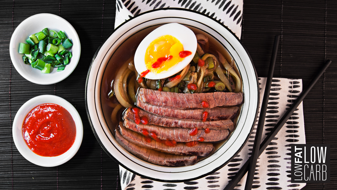 low carb low fat beef ramen bowl