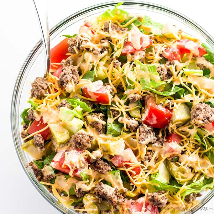 Low CArb Gluten Free Big Mac Salad